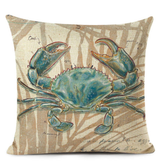 Blue Crab Tropical Plantation Cushion Cover