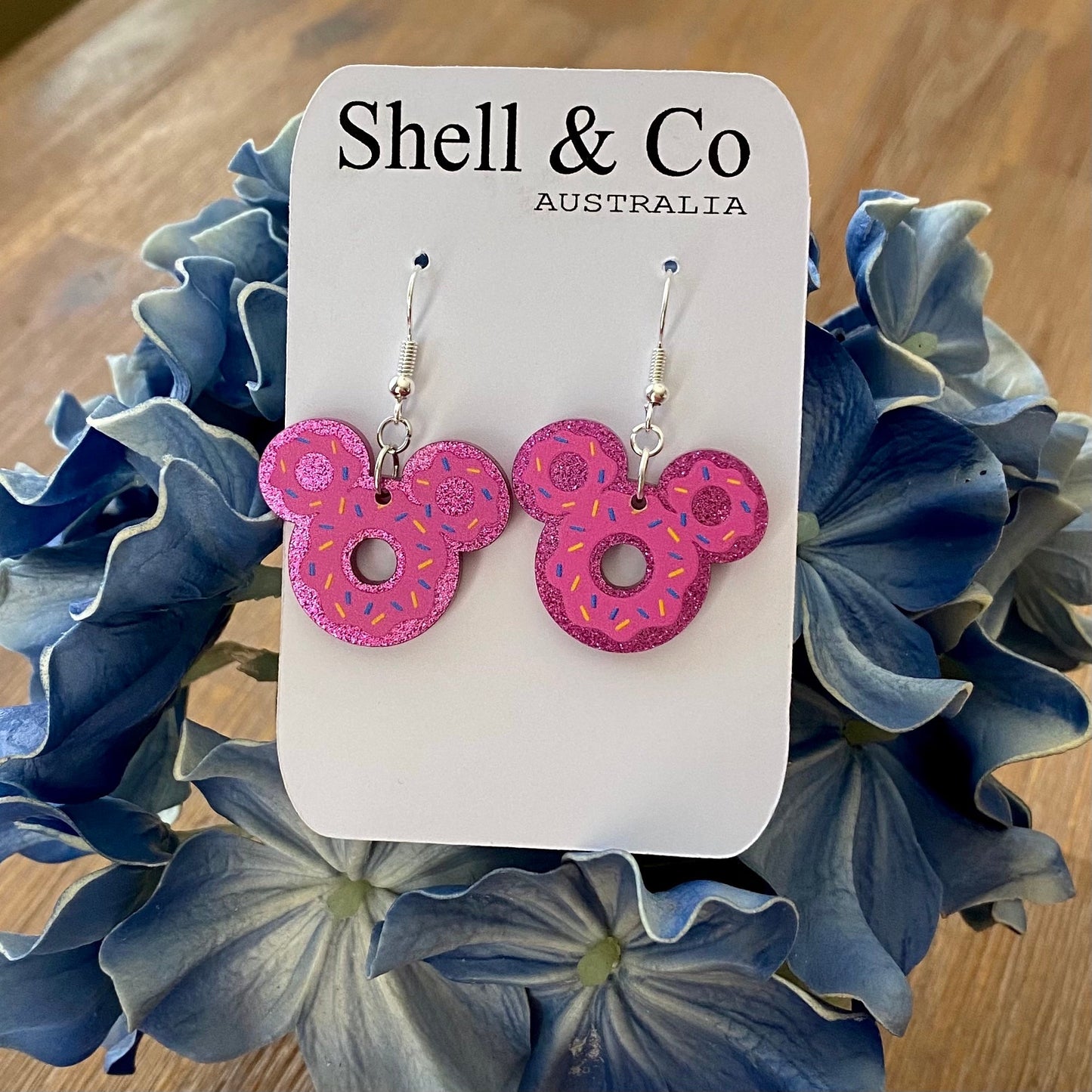 Pink Acrylic Food Donut Dangle Earrings