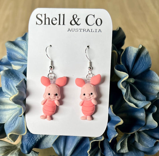 Cute Pink Pig Dangle Earrings
