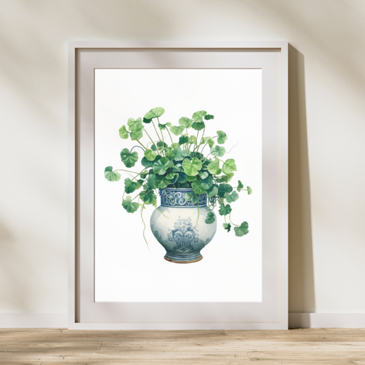 Plant in Vintage Vase Wall Art Print