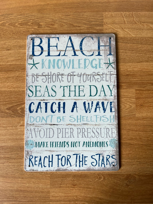 Beach quotes weathered look metal sign