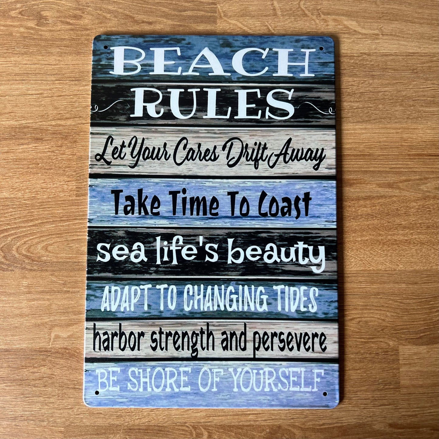 Beach Rules Metal Sign