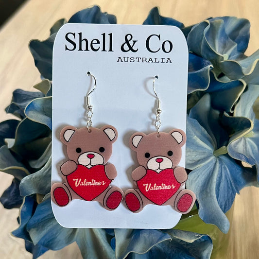 Valentine's Day Teddy Bear Earrings