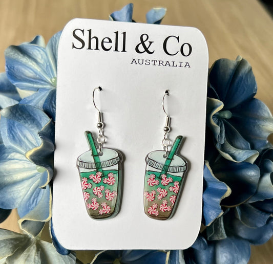 Christmas Candy Drink Cup Dangle Earrings