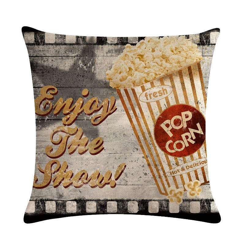 Vintage Popcorn Home Theatre Cushion Cover