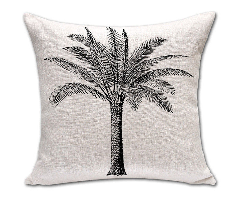 Black Palm Tree Cushion Cover