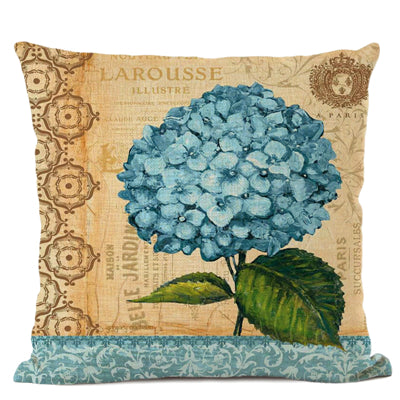 Vintage Blue Hydrangeas Cushion Cover