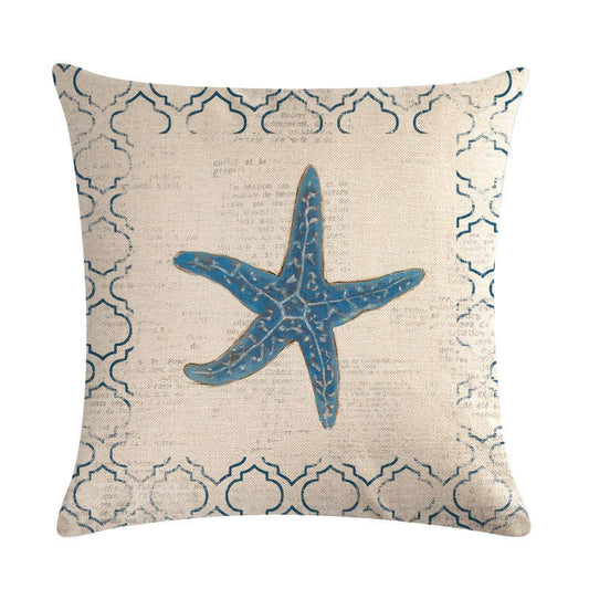 Blue Coastal Star Fish Cushion Cover