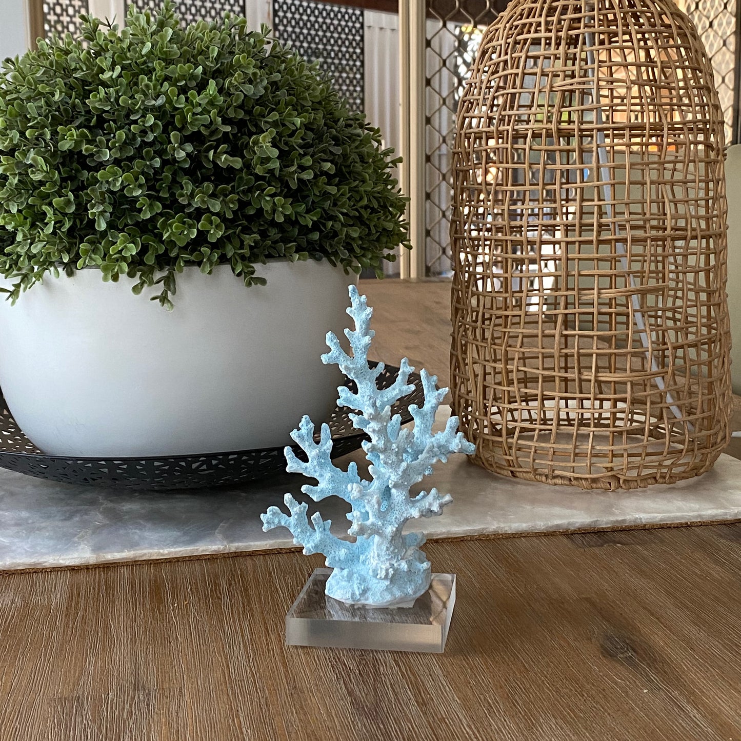 Small Blue Resin Coral on Clear Acrylic Stand