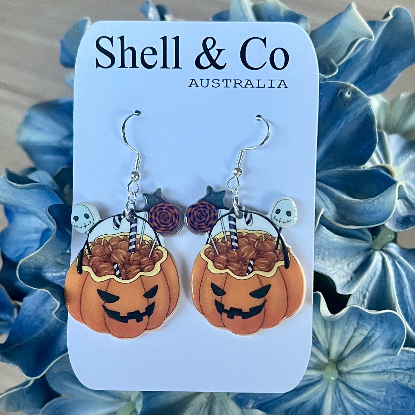 Halloween Pumpkin Candy Lolly Bucket Dangle Earrings