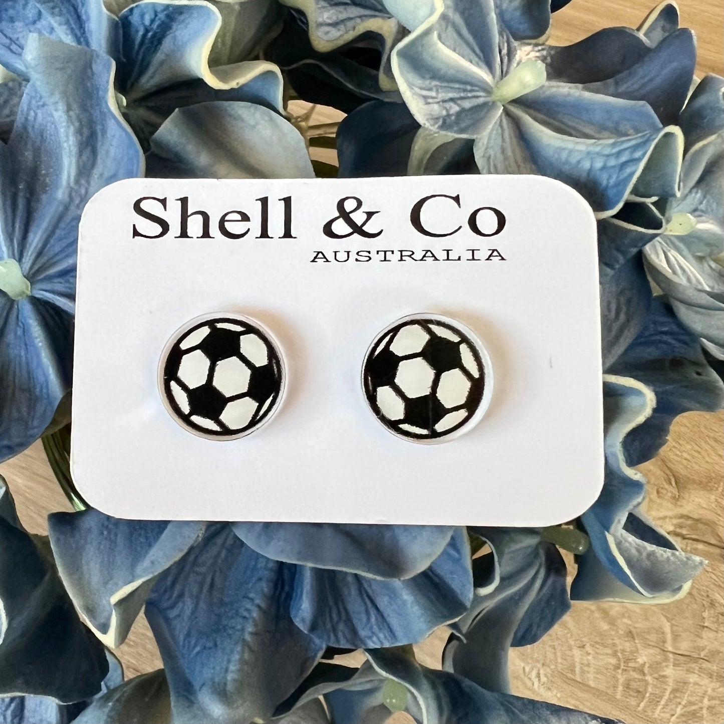 Soccer ball stud earrings