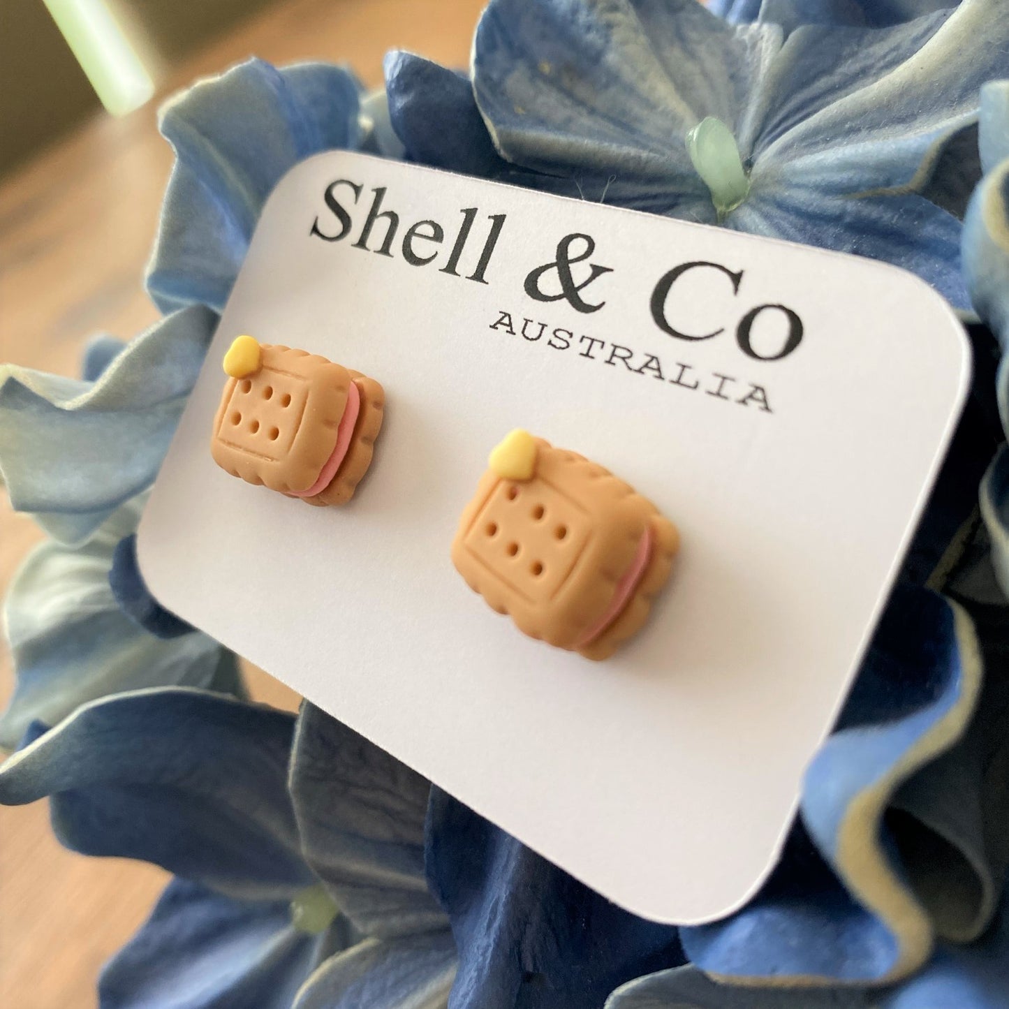 Strawberry Cream Biscuits - Clay Charm Stud Earrings
