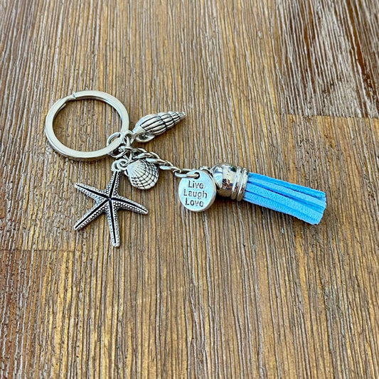 Sea Side Quote Keyring with Blue Tassel