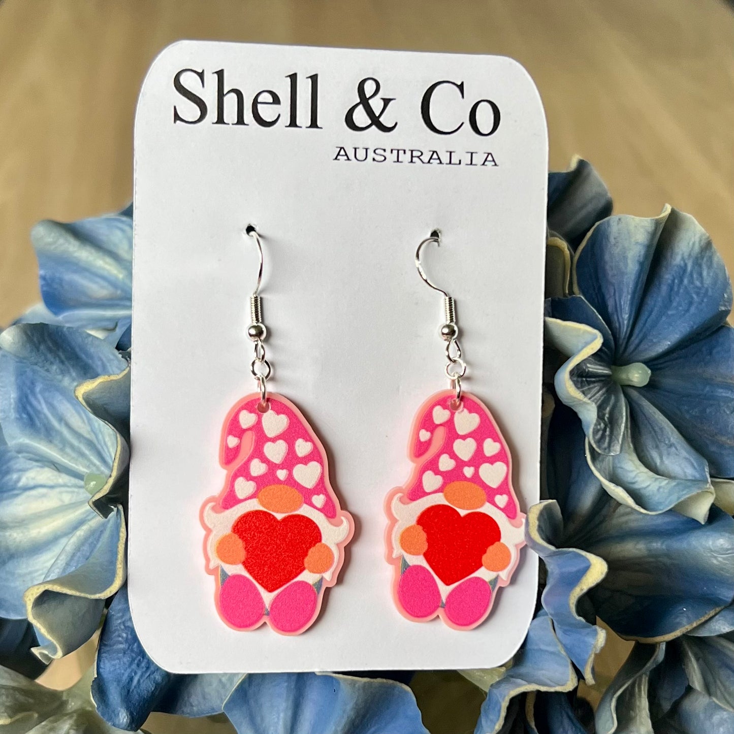 Valentines Day Heart Gnome Earrings