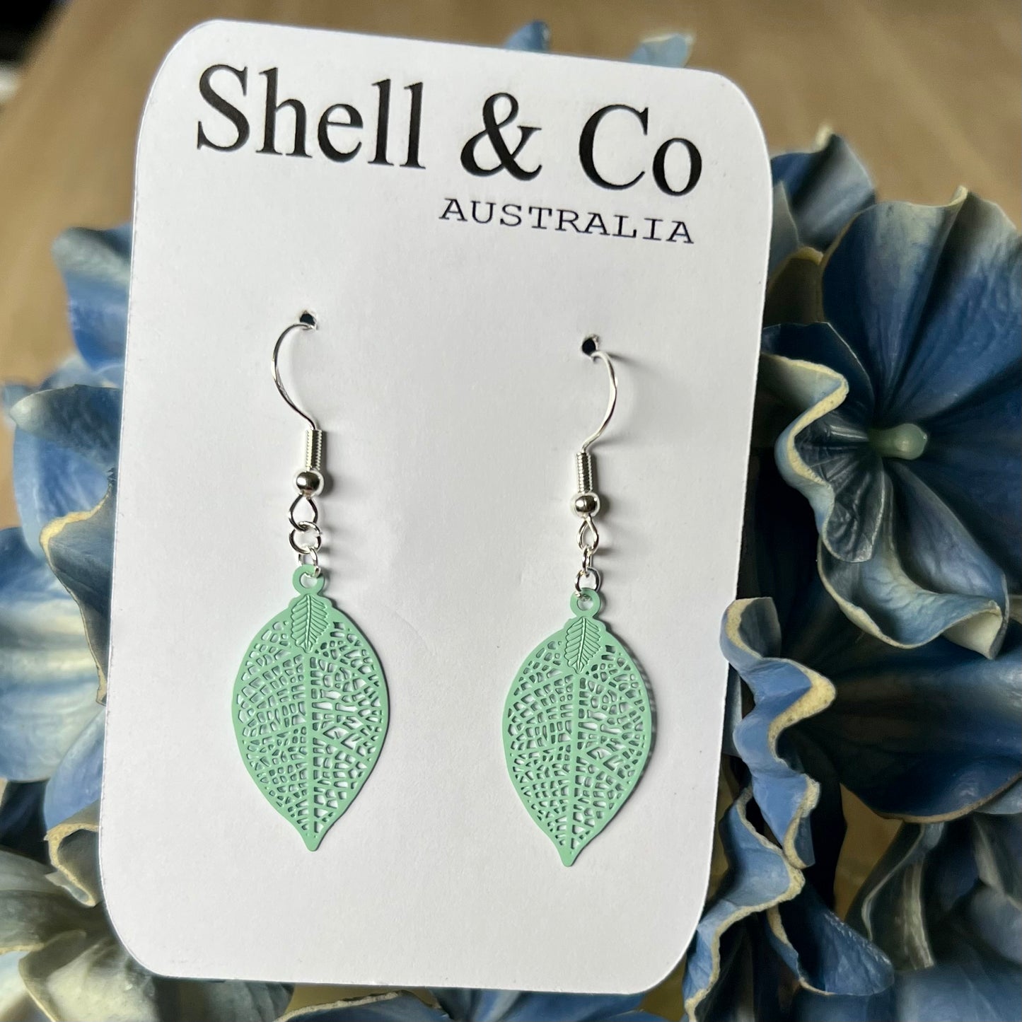 Leaf in Pastel Mint Green Earrings