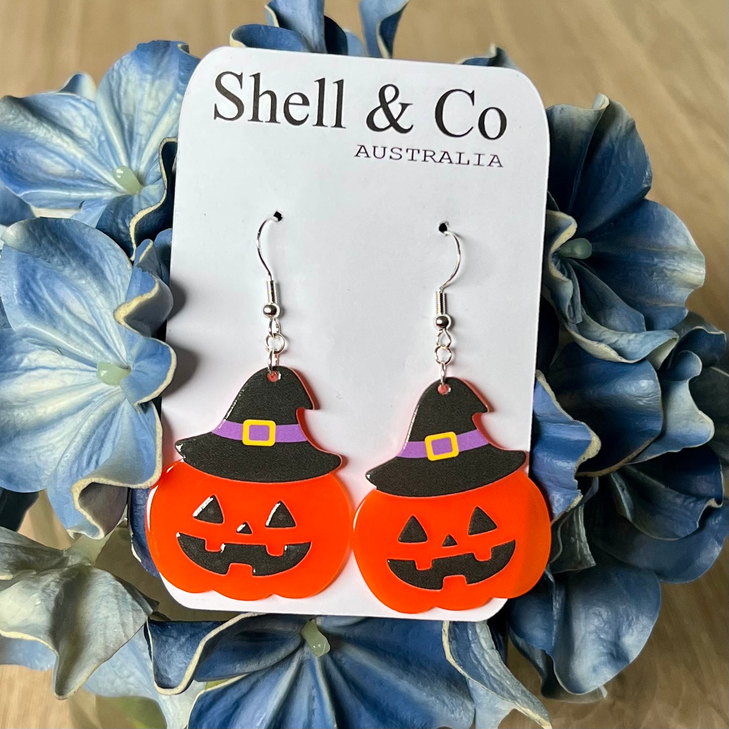 Witch hat jack o lantern pumpkin earrings